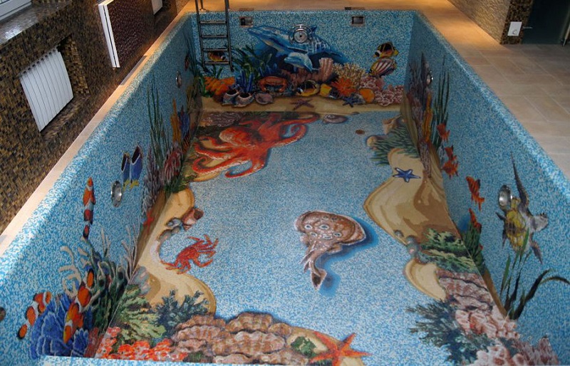 Piscinas de mosaico: fotos, especificaciones