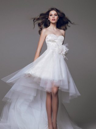 The most fashionable short wedding dresses: photo catalog of wedding dresses