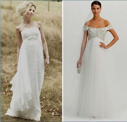 Maternity wedding dresses: a photo of wedding dresses for brides in position