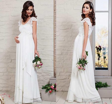 Maternity wedding dresses: a photo of wedding dresses for brides in position