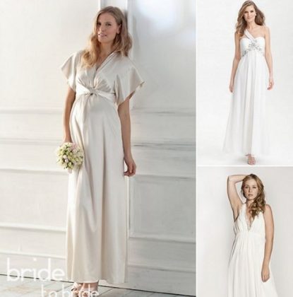 Maternity wedding dresses: a photo of wedding dresses for brides in position