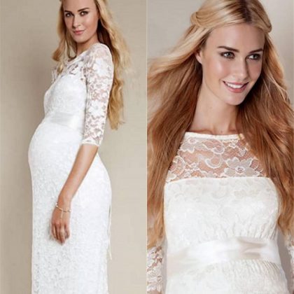 Maternity wedding dresses: a photo of wedding dresses for brides in position