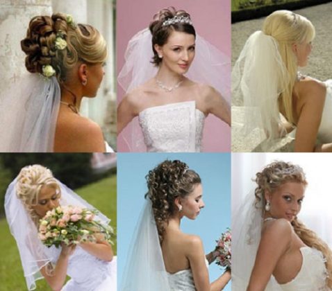 Peçe ile düğün saç modelleri: kısa ve uzun peçe ile fotoğraf saç modelleri