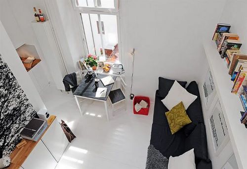 Design av en lägenhet - studio med en yta på 28 kvadratmeter: foto