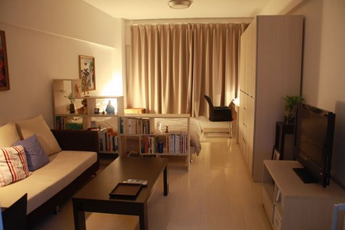 Design de um apartamento - estúdio com uma área de 28 metros quadrados: foto