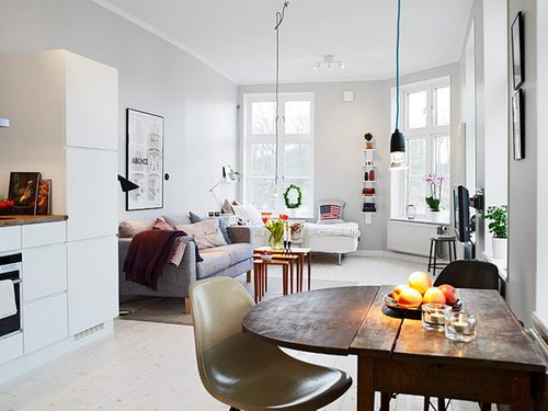 Diseño de un apartamento - estudio con una superficie de 28 metros cuadrados: foto