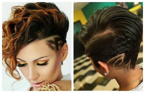 Potongan rambut yang melampau dengan nape dan kuil yang dicukur