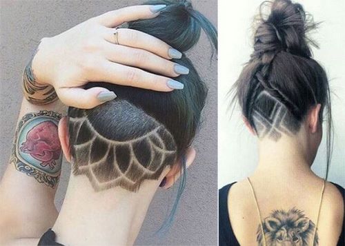 Extreme haircuts with shaved nape and temples