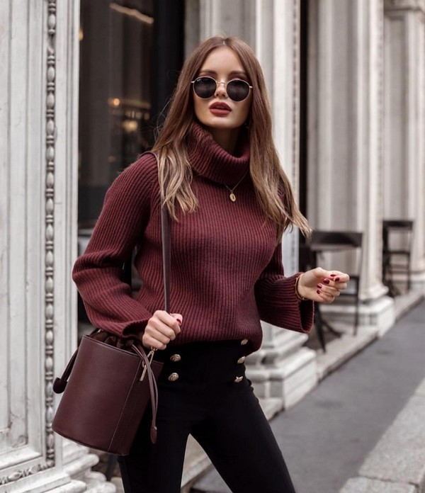 Blusas de moda feminina 2019-2020 - tendências, novos modelos, fotos de laços da moda com um suéter