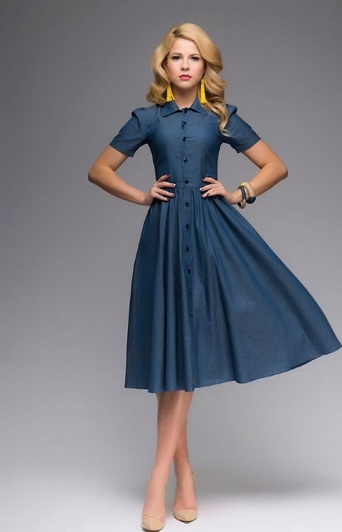 Vakarinės, kokteilinės, kasdieniškos mėlynos suknelės: stiliai, nauji modeliai