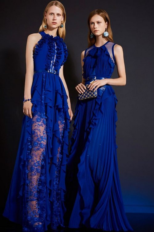 مساء ، كوكتيل ، الفساتين الزرقاء عارضة: أنماط ، نماذج جديدة
