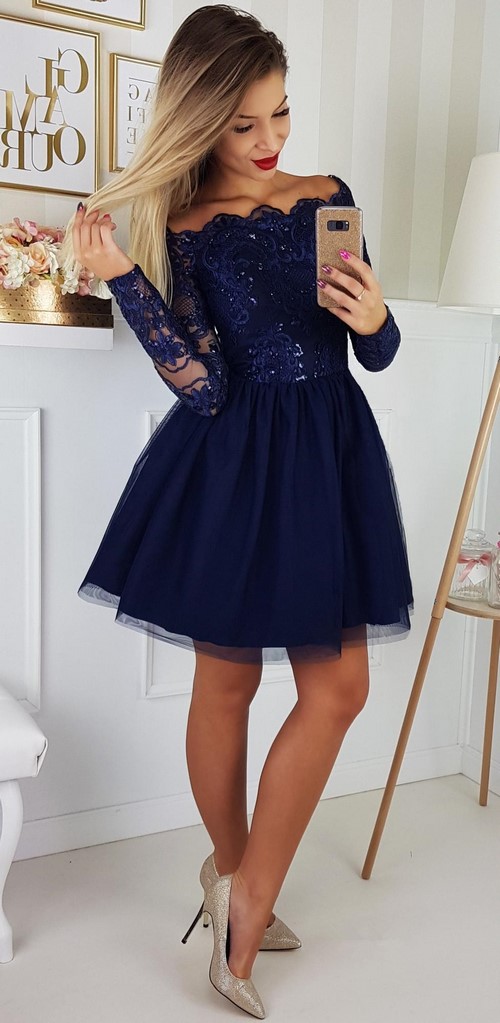 Ilta, cocktail, rento sininen mekko: tyylit, uudet mallit
