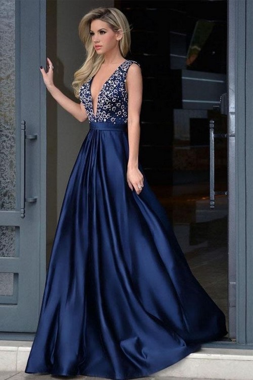 Kväll, cocktail, avslappnade blå klänningar: stilar, nya modeller